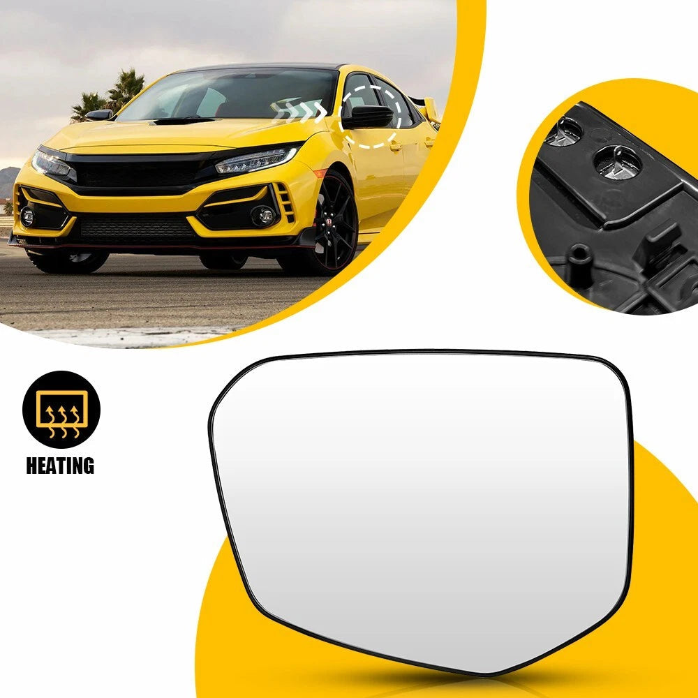 Mirror Glass Fit For 2016-2021 Honda Civic Driver Side Power Heated Replacement 6B93BC-57