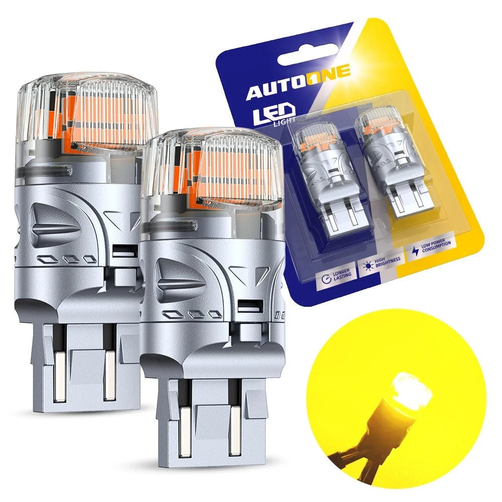 AUTOONE 7443 7440 Golden Yellow Light LED Bulbs Turn Signal Lamps High Bright EA AUTOONE
