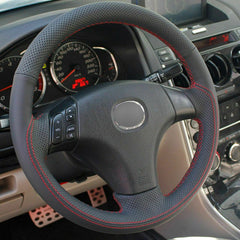 Top Leather Steering Wheel Hand-stitch on Wrap Cover For Mazda 3 5 6 2003-2009