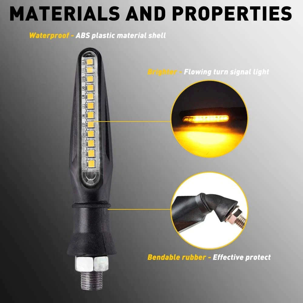 Black Universal Motorcycle 12 LED Turn Signal Blinker Indicator Amber Light 6B93BC-57