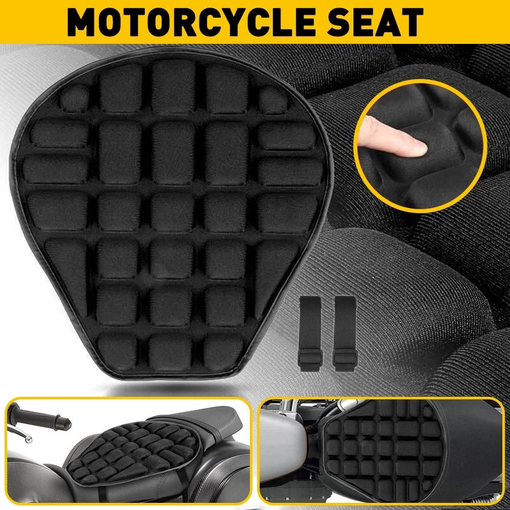 Black Lycra Comfort Gel Seat Cushion Cover Shock Absorb Pad Fits For Motorcycle 6B93BC-57