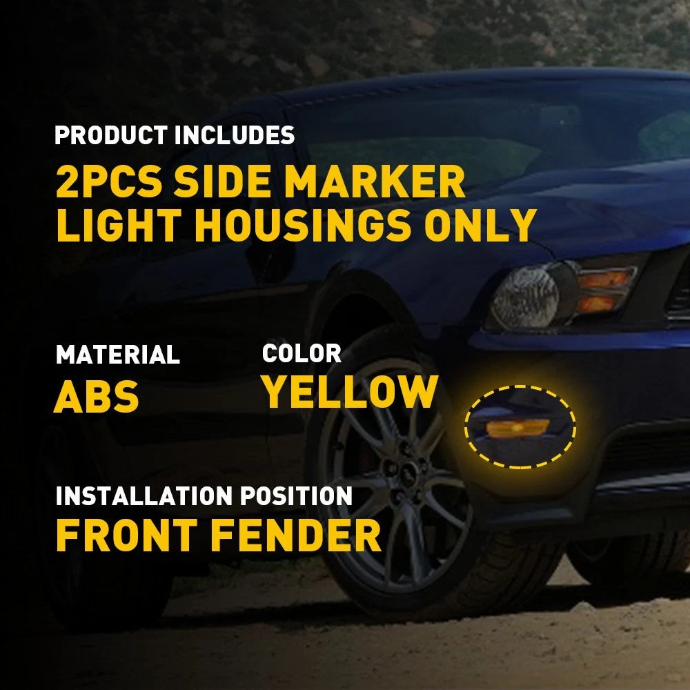For 2010-14 Ford Mustang Front Bumper Side Marker Lights Reflectors Amber Lens A 6B93BC-57