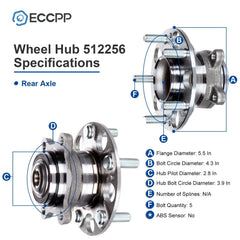 4X Wheel Hub Bearings Front Rear For Honda Civic Si 2.0L 2006-2011 Acura CSX FWD 6B93BC-57