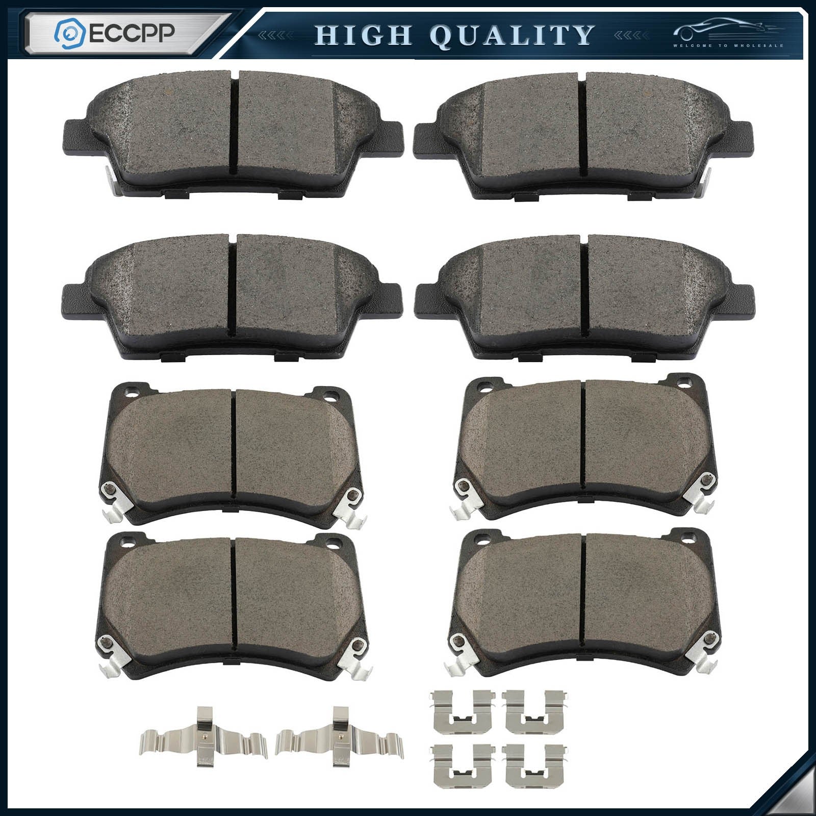 Front Rear Ceramic Brake Pads Fits 2010 2011-2014 Hyundal Genesis 4.6L 5.0L 6B93BC-57