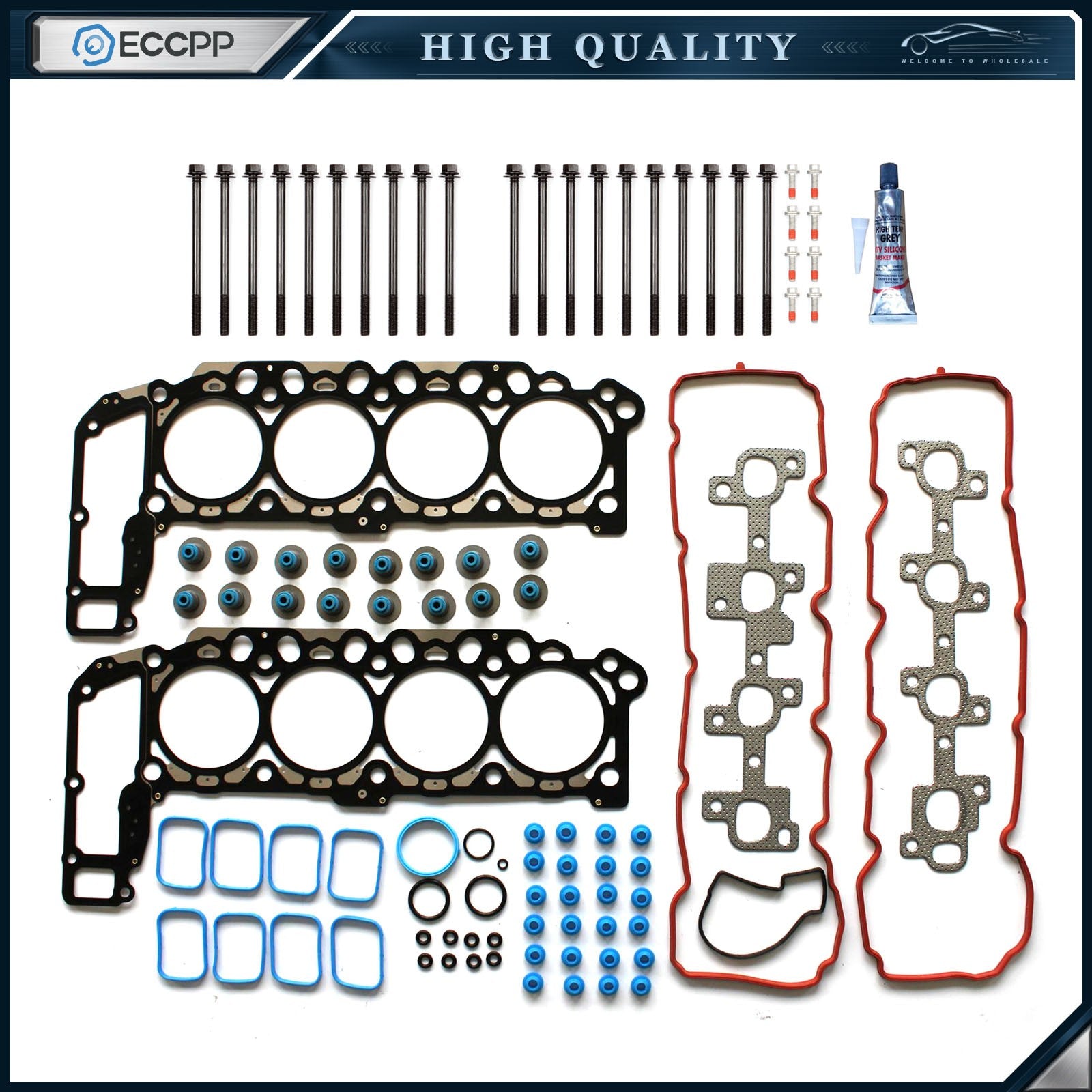ECCPP Head Gasket Set W/ Head Bolts For 04-07 Chrysler Dodge Jeep Mitsubishi ECCPP