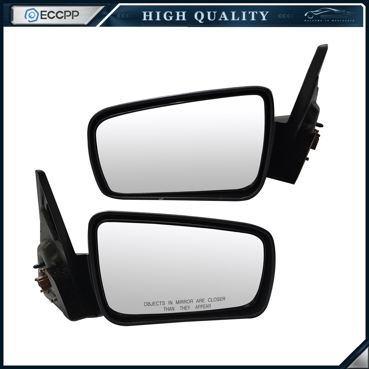 Pair Side View Power Mirrors Textured Black For 2005-2009 Ford Mustang LH+RH