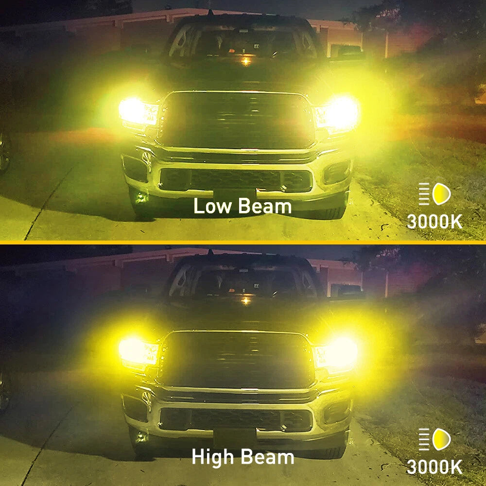 AUXITO 9003 H4 LED Headlight Bulbs Kit High Low Beam Amber Yellow 3000K Lamp 2x AUXITO