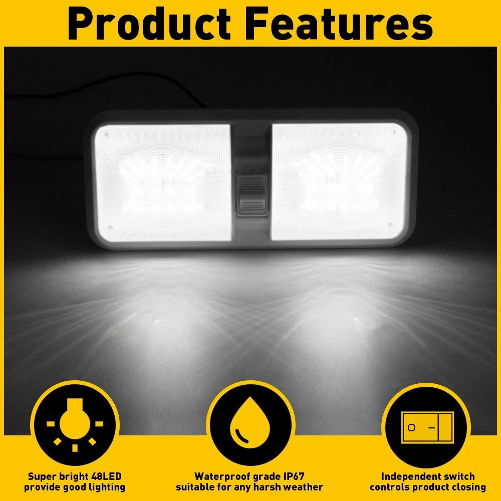 5PCS 12V Led RV Dome Light Ceiling Interior Lighting For Trailer Camper RV 48LED 6B93BC-57