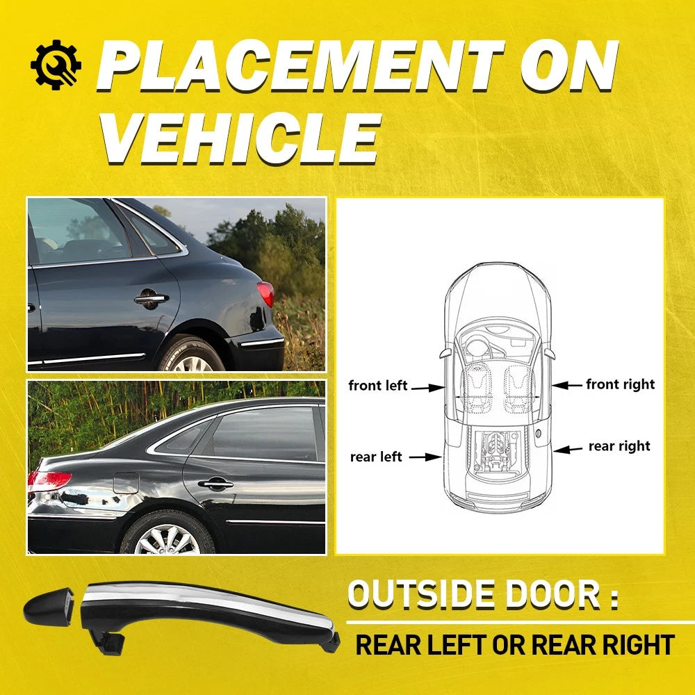 Rear Left Right Exterior Door For Handle Hyundai Azera 2006-2011 Primed Plastic 6B93BC-57