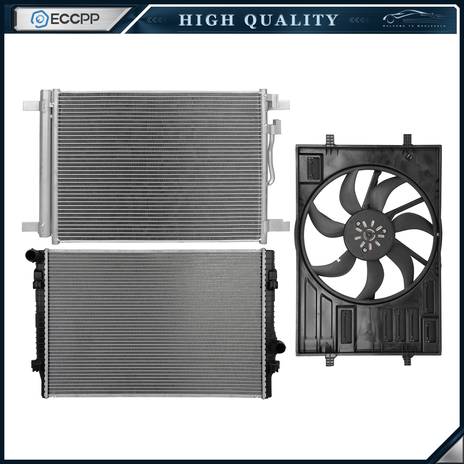 Electric Radiator Condenser Cooling Fan Kit For 2015 2016-2018 Volkswagen Golf 6B93BC-57