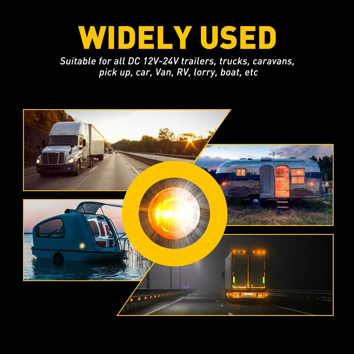 20X 3/4" Amber White Small Round Side Marker lights LED Mini Button lamps 12V EA 6B93BC-57