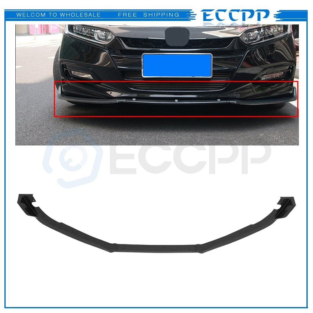 Front Bumper Lip For 2018-2020 Honda Accord -Gloss Carbon Look 6B93BC-57