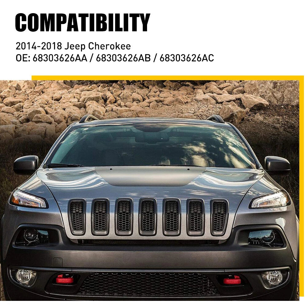 Fits 2014-2018 Jeep Cherokee Front Grille Trim Black Insert Hood Honeycomb Mesh 6B93BC-57