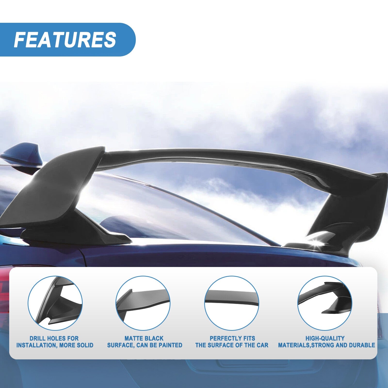For 15-21 Subaru WRX STI Rear Trunk Lip Painted Black 6B93BC-57