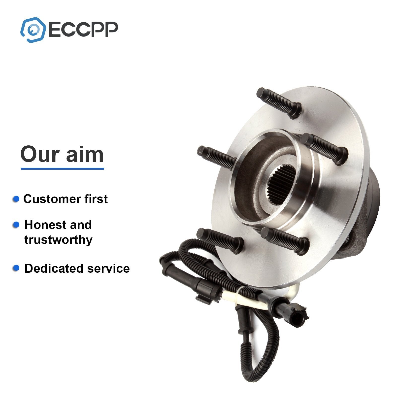 1P Wheel Hub Bearing Front 4WD For 1997-1999 2000 Ford F150 12x1.75 Studs w/ ABS 6B93BC-57