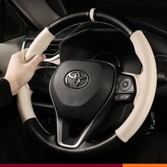 Black&White Leather Steering Wheel Stitch on Wrap Cover For Toyota Camry 18-21