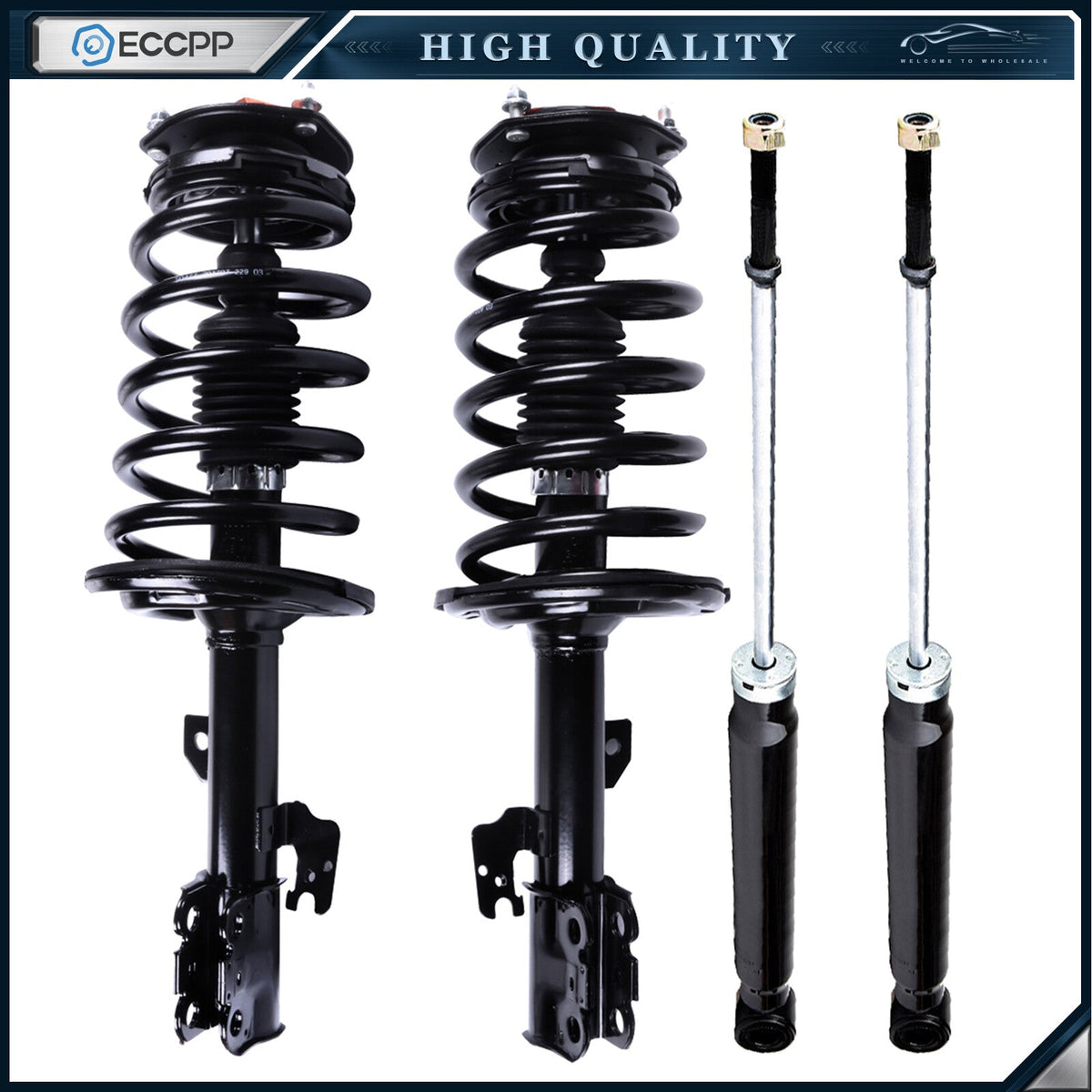 For 05-10 Toyota Sienna 2 Front Complete Shock Spring and 2 Rear Strut Absorber 6B93BC-57