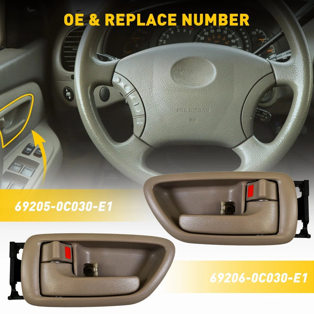 Interior Door Handle Fit Toyota Sequoia 2001-2007 Front / Rear Right / Left Set 6B93BC-57