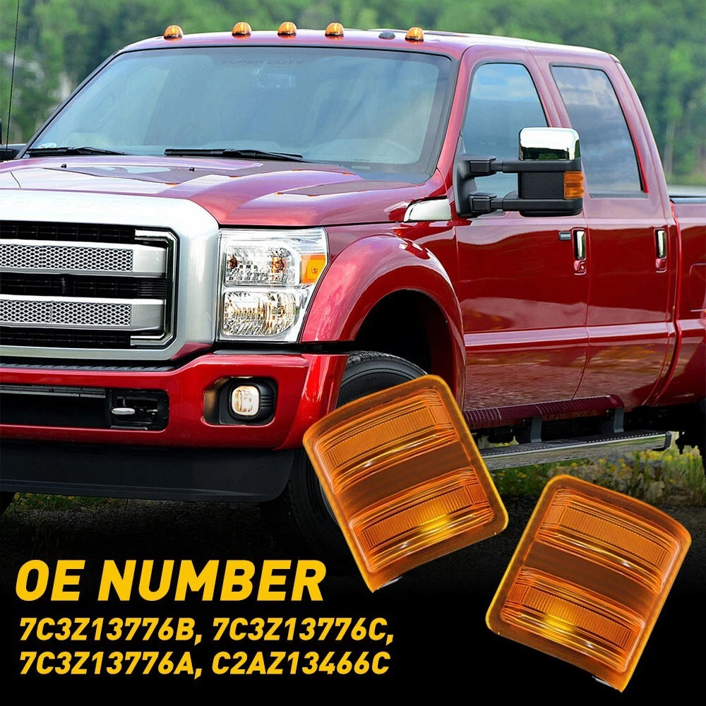 For Ford F250 F350 F450 Amber Lens Side Mirror Marker Signal Light Housings EOA 6B93BC-57