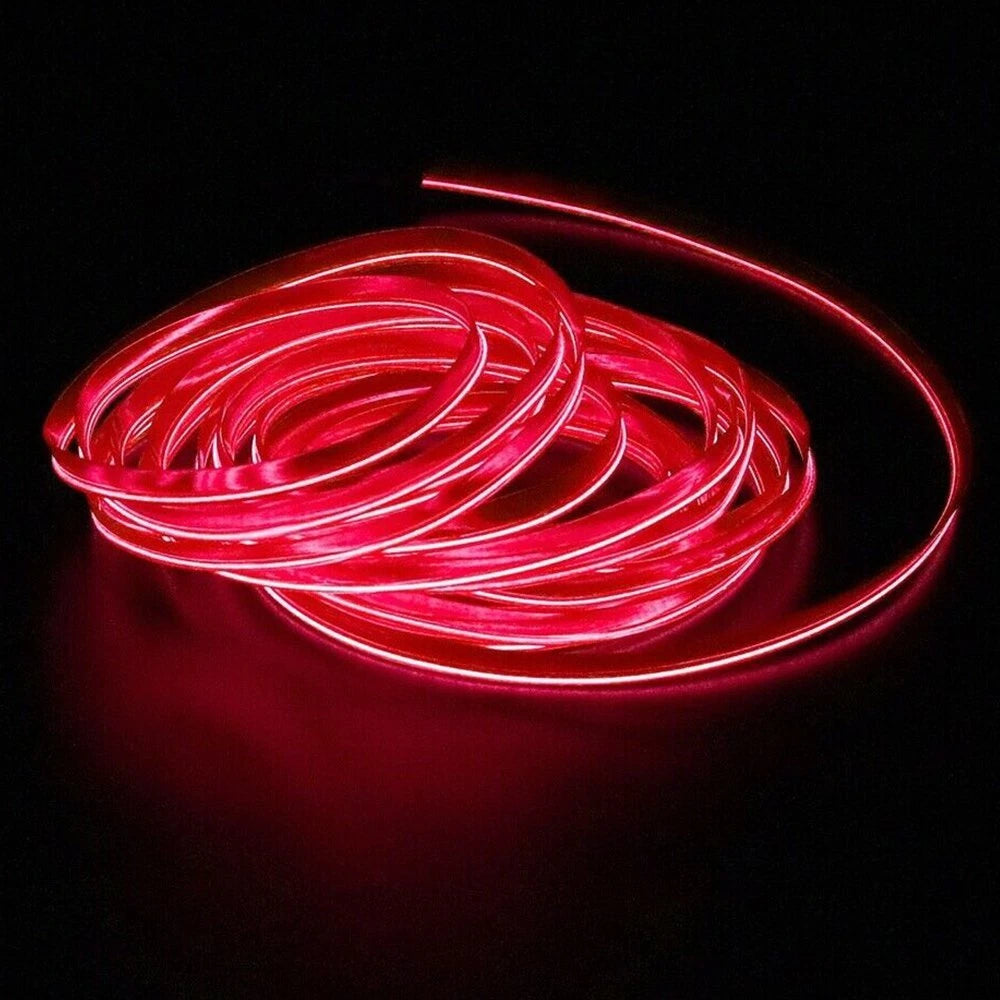 6.6FT LED Red Car Interior Decor Atmosphere Wire Strip Light Lamp Accessories 6B93BC-57