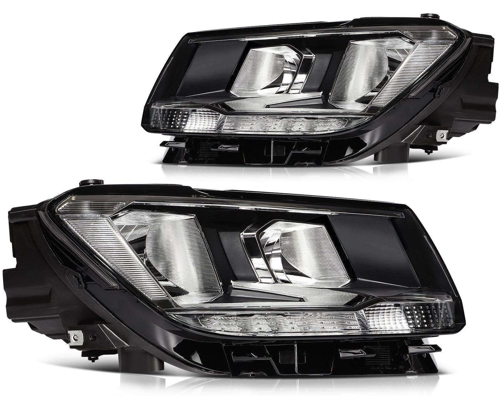 Pair Kit LED Headlights Assembly For 2018-2021 Volkswagen Tiguan 1.4L 2.0L Black 6B93BC-57