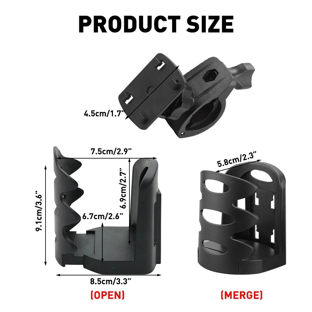 Black Bottle Drink Motorcycle Cup Holder Universal Mount for ATV Bicycle EOA 6B93BC-57