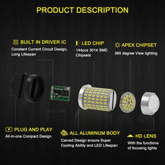 2X 3157 4057 Back up Reverse Light 3156 White LED Bulbs for Ford Crown Victoria 6B93BC-57