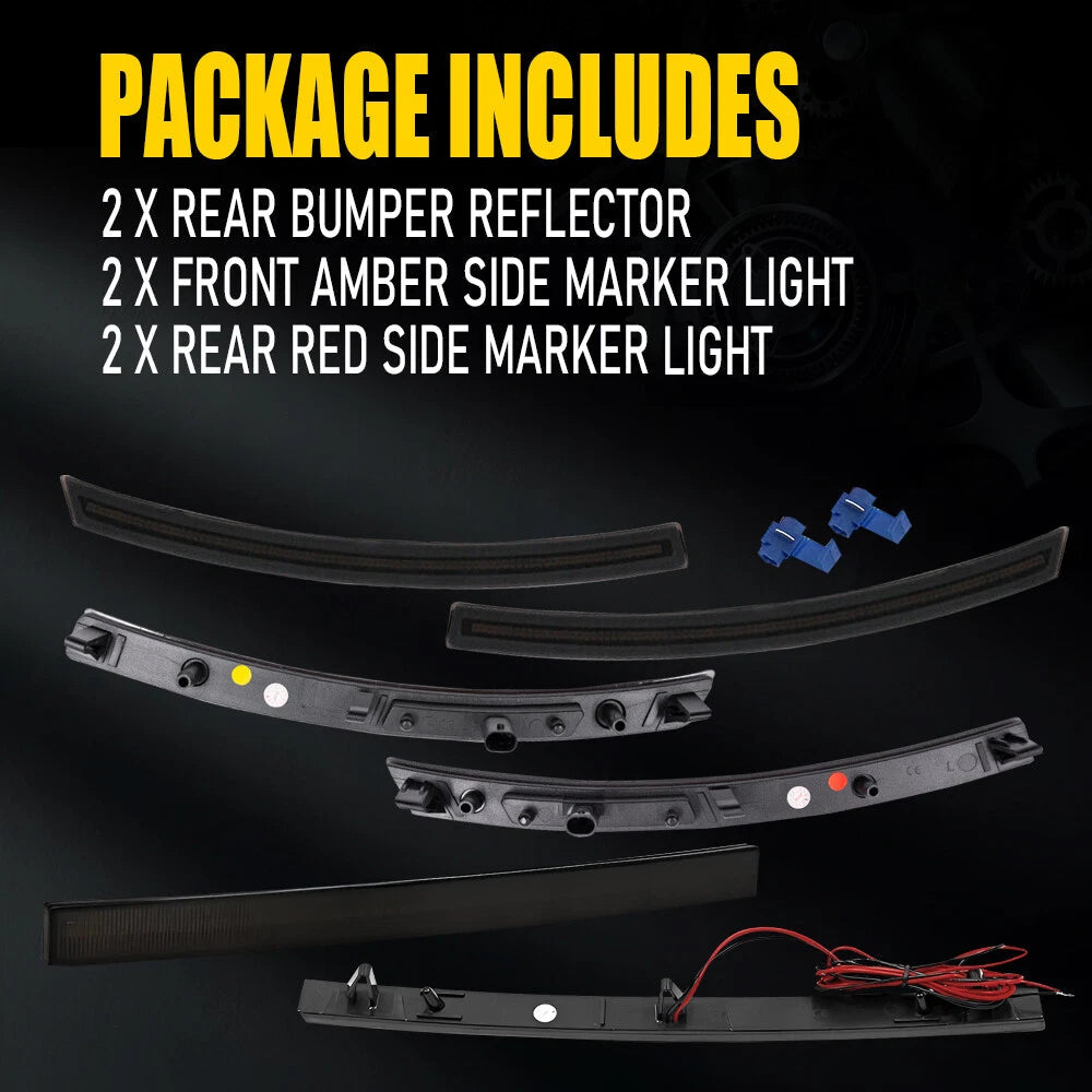 Smoked LED Side Marker Light Bumper Reflector Lamp For 14-19 Chevy Corvette C7 A 6B93BC-57