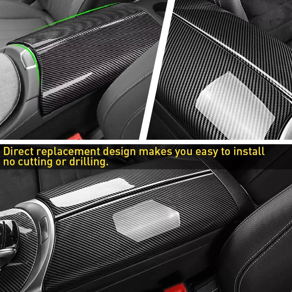 For Mercedes Benz E W213 16-23 Carbon Fiber Interior Armrest Box Storage Cover A 6B93BC-57