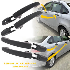 Front & Rear Exterior Door Handle For 2008-11 Focus Ford Set of 4 Black Plastic 6B93BC-57