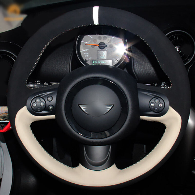 DIY Top Leather Steering Wheel Hand-stitch on Wrap Cover For Mini Coupe 6B93BC-57