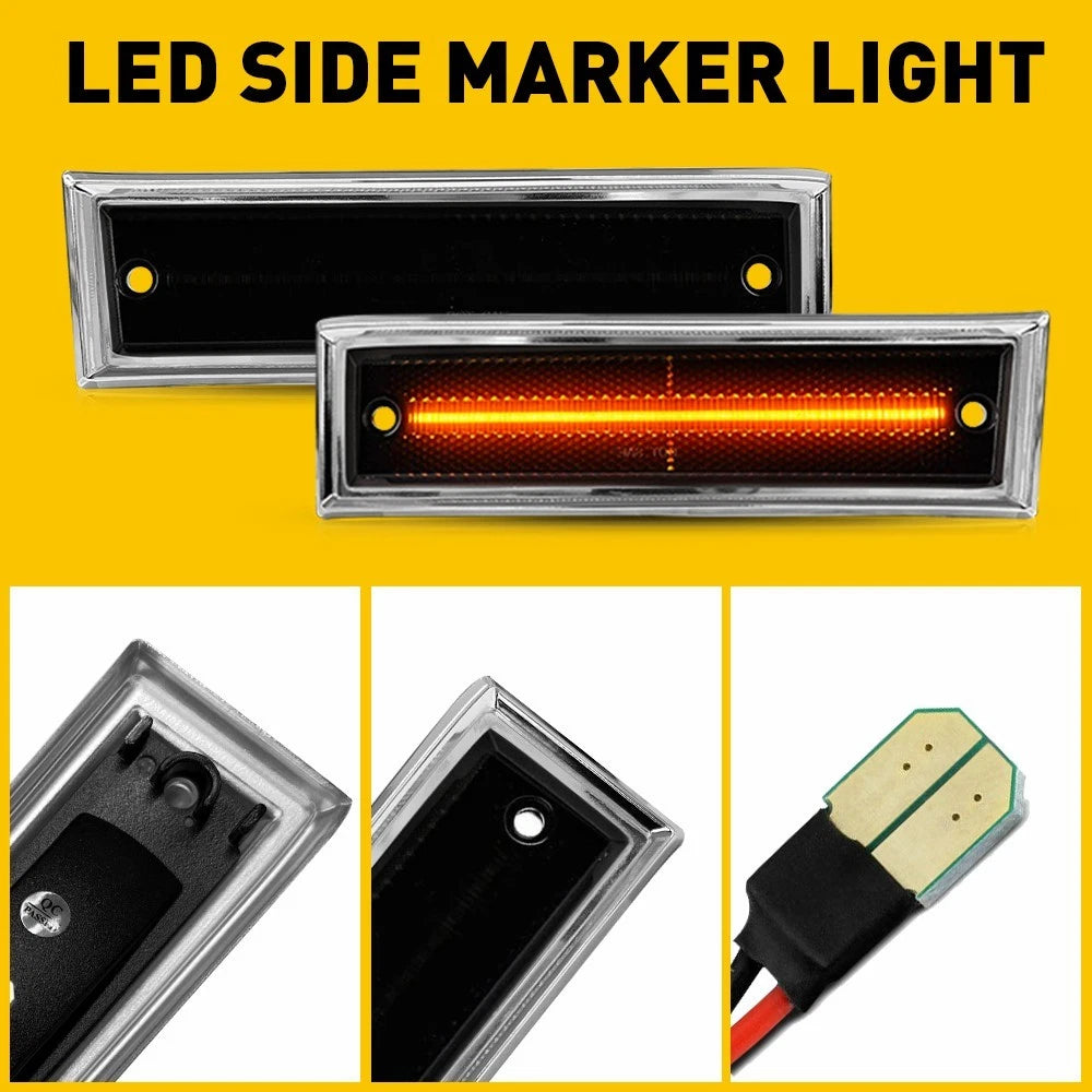 LED Side Marker Lights Front For 1981-91 Chevy K5 Blazer Suburban GMC K5 Jimmy A 6B93BC-57