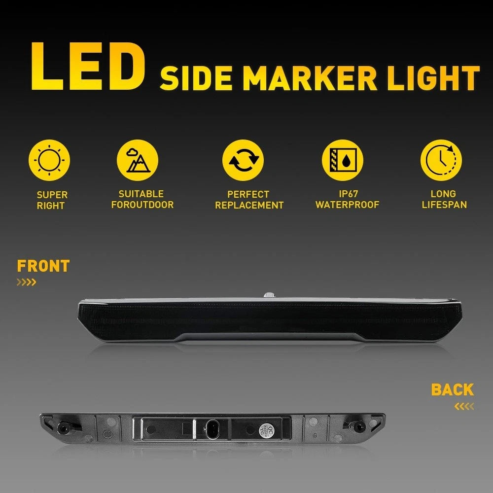 4X For 20-24 GMC Sierra 2500 3500 HD LED Front Rear Side Marker Light Smoked EOA 6B93BC-57