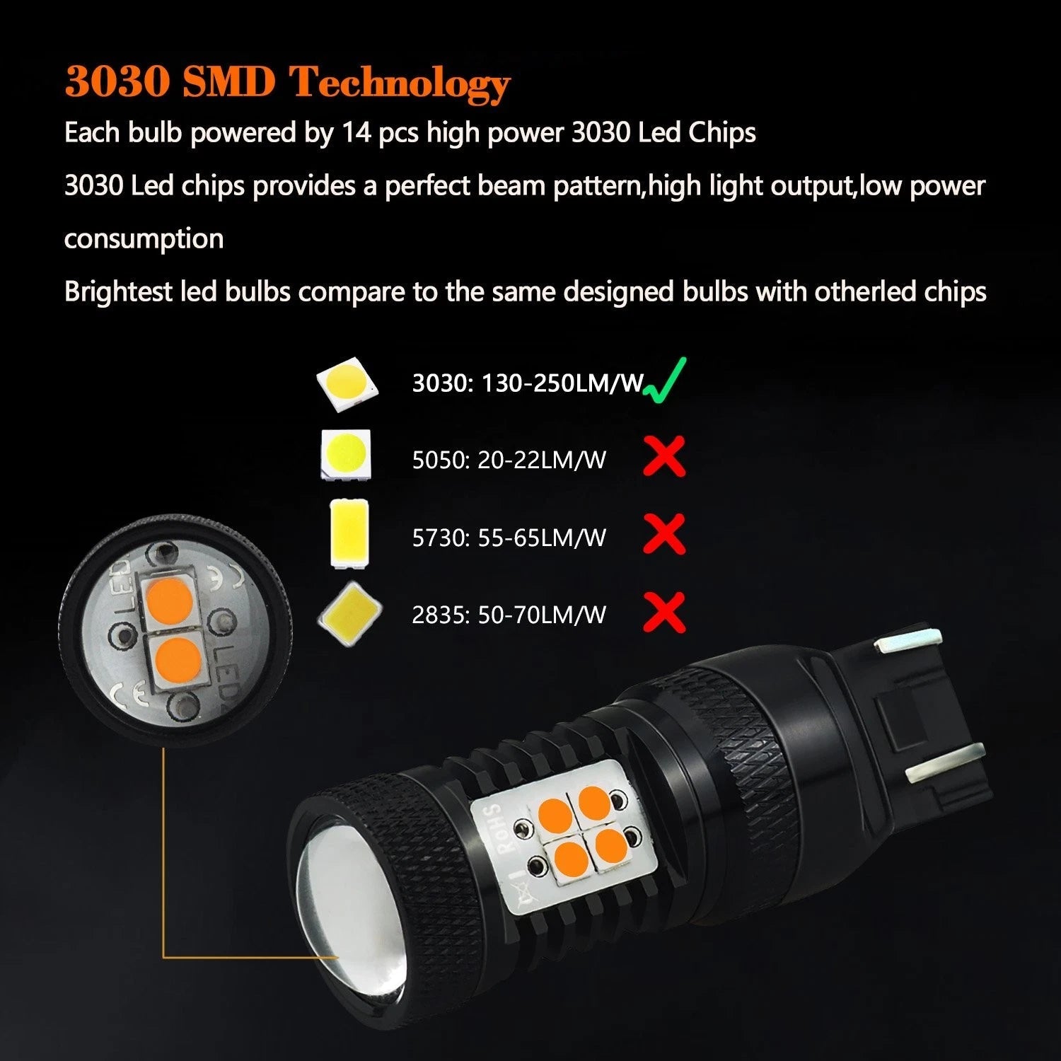 AUXITO Turn Signal Light Yellow LED Bulb For Chevy 11~17 Cruze 13~17 Malibu EOA AUXITO