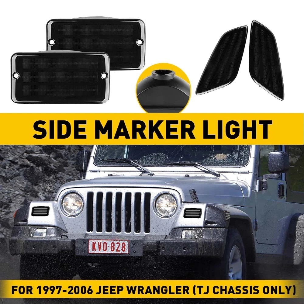 For 1997-2006 Jeep Wrangler TJ Smoke Bumper Fender Signal Side Marker Lights EOA 6B93BC-57