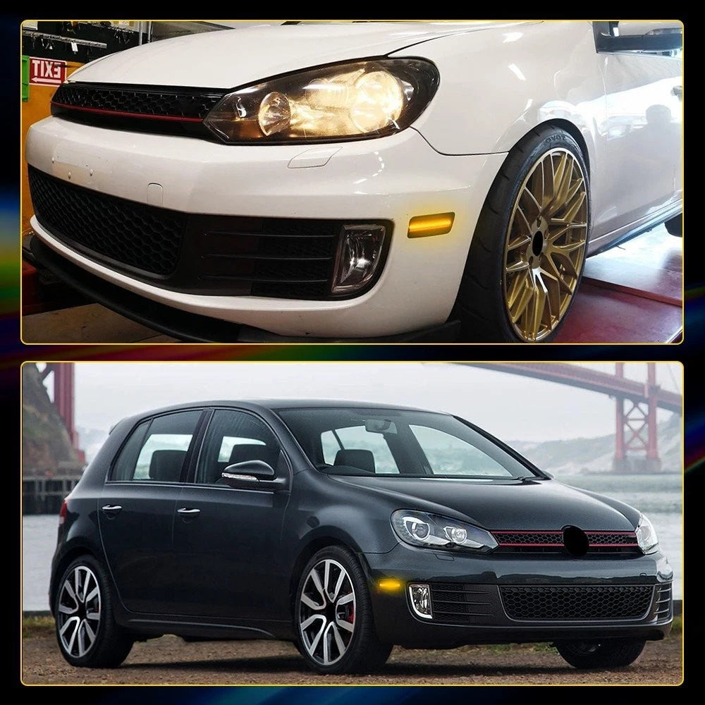 For 2010-2014 Volkswagen MK6 GTI Front LED Side Bumper Marker Smoked Amber LED A 6B93BC-57
