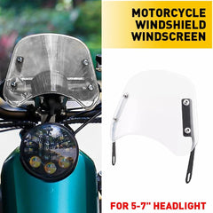 Universal Clear Windshield Windscreen For Motorcycle w/Mount Bracket 5"-7" EOA 6B93BC-57