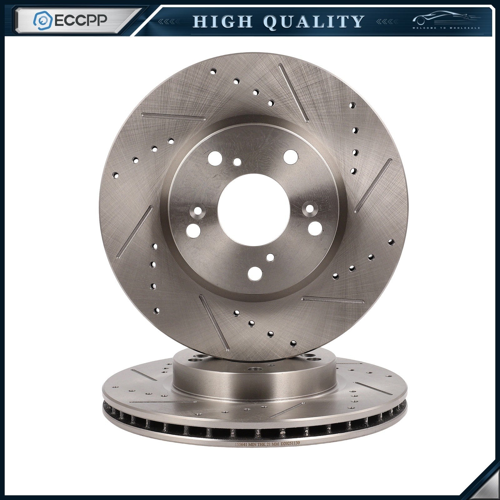 Front Drilled Slotted Brake Rotors For ACURA CSX ILX 2008 2009 2010 Honda Accord KOEEP