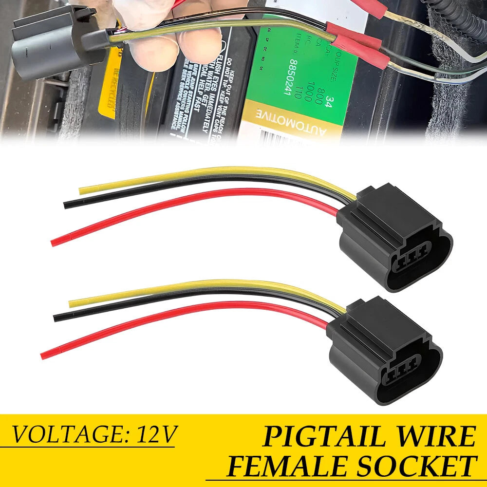 2pcs Pigtail Wire Female 9008 H13 Two Harness Headlight Replacement Bulb Plug 6B93BC-57