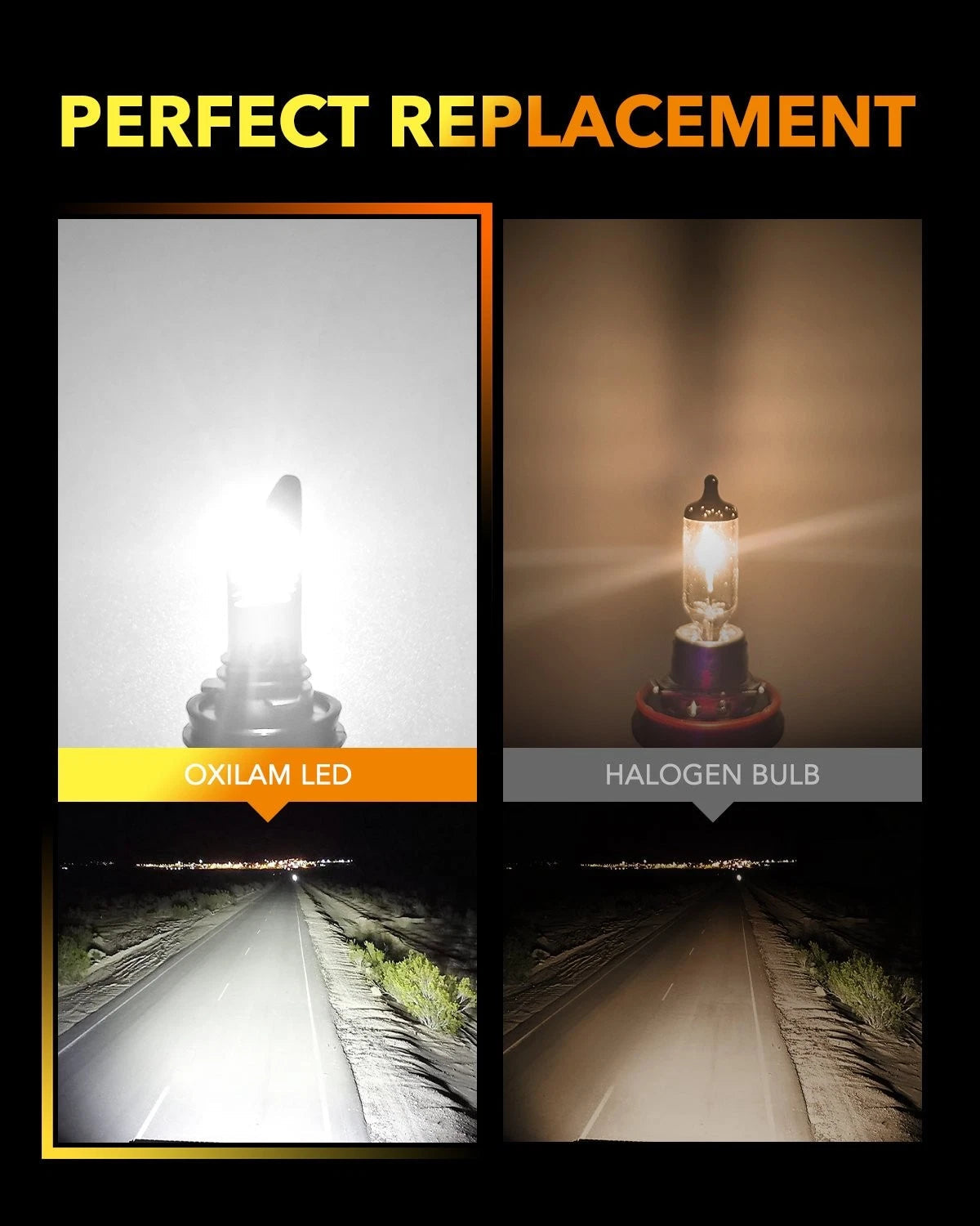 OXILAM H11 H9 LED Headlight Bulbs Low Beam Super Bright 6000K White Fanless OXILAM