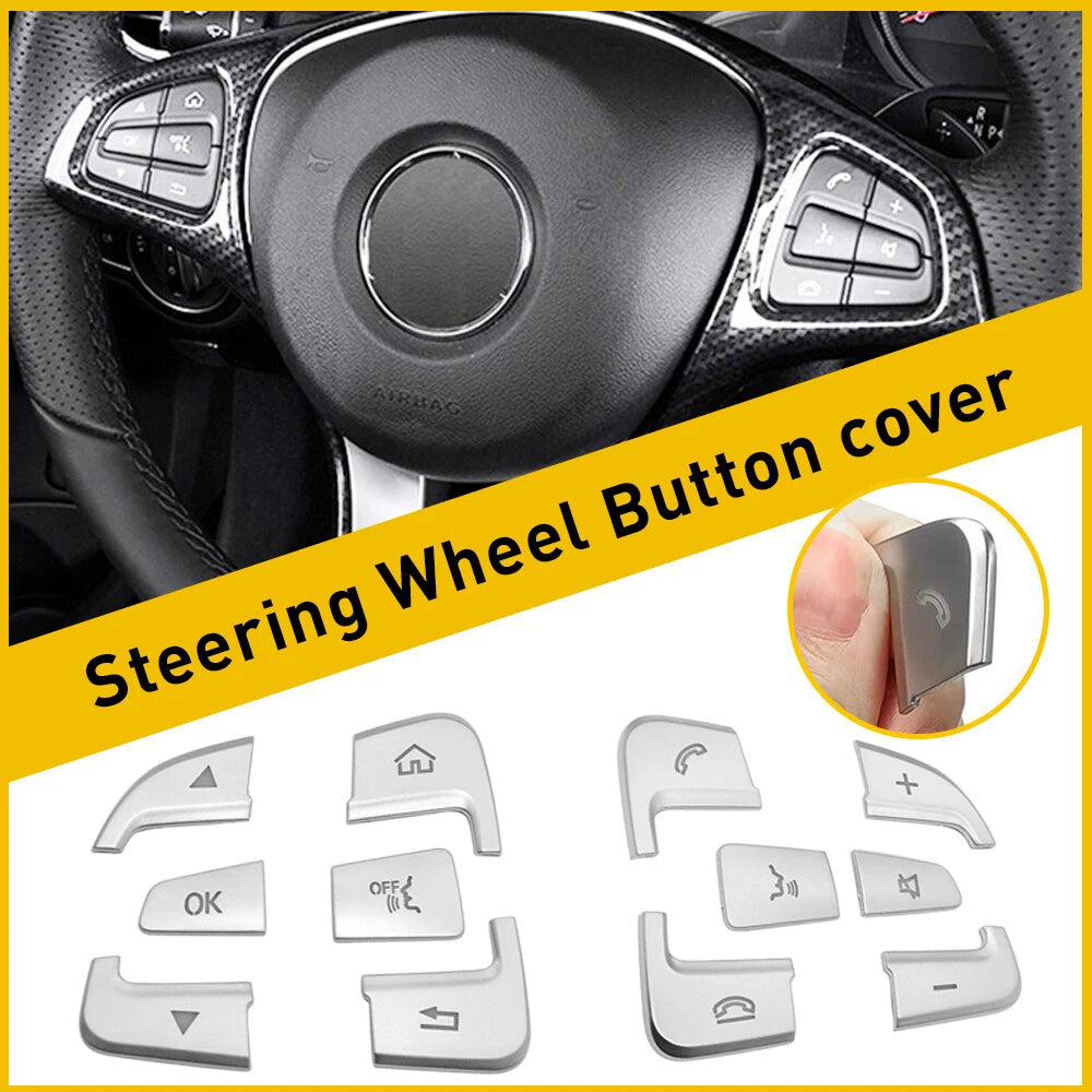 Steering Wheel Button Silver Trim For Mercedes Benz GLC C Class W205 2015-2018 A 6B93BC-57