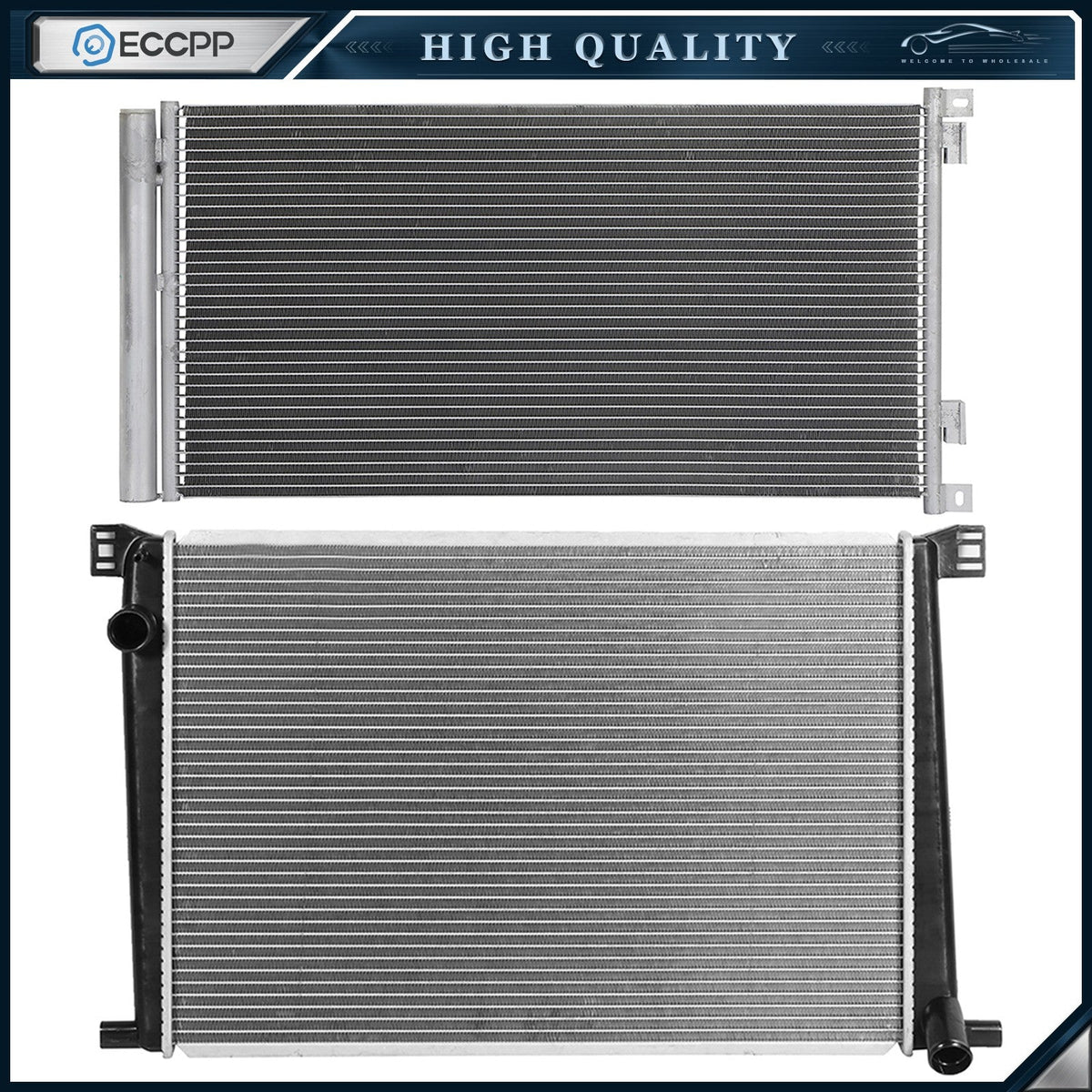 Aluminum Radiator & AC Condenser Cooling Kit For 2011 2012 2013-2015 Mini Cooper 6B93BC-57