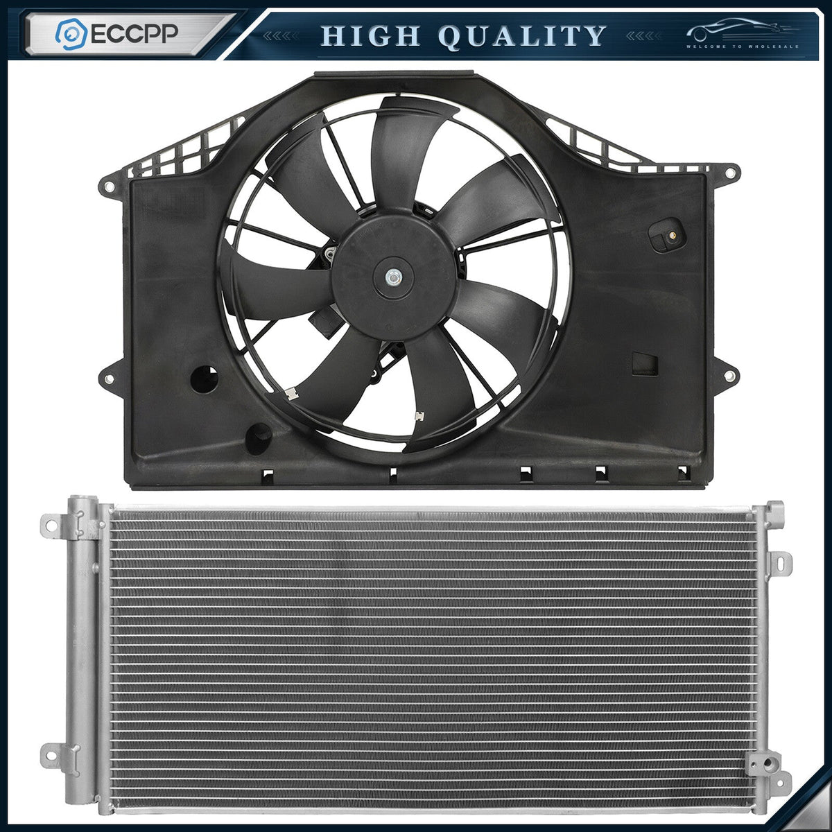 Electric AC Condenser Cooling Fan Kit For 2016 2017 2018 2019 HONDA CIVIC 6B93BC-57