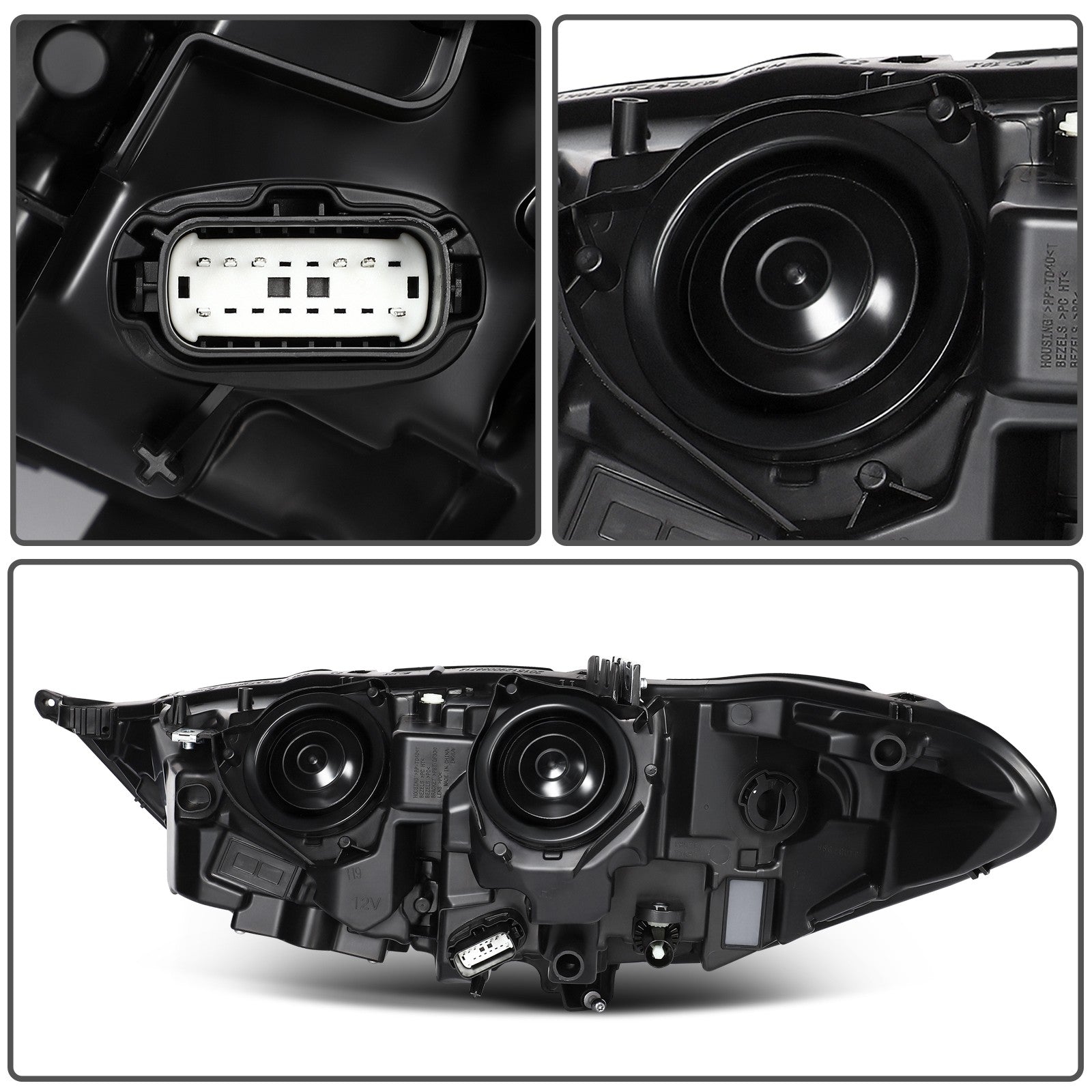 Right Side Headlight Assembly For 2017-2020 Ford Fusion Black w/Projector 6B93BC-57