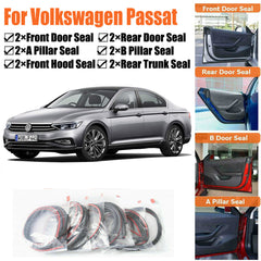 Door Rubber Seal Strips Weather Draft Noise Reduction Kit For Volkswagen Passat