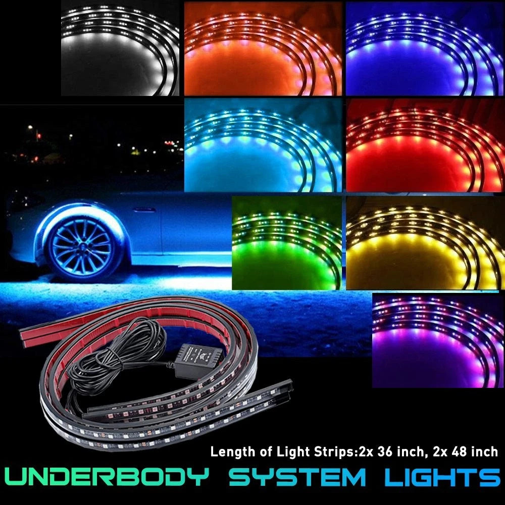 4X RGB LED Under Tube Car Underglow Underbody System Light Neon Strip Lamp D 6B93BC-57