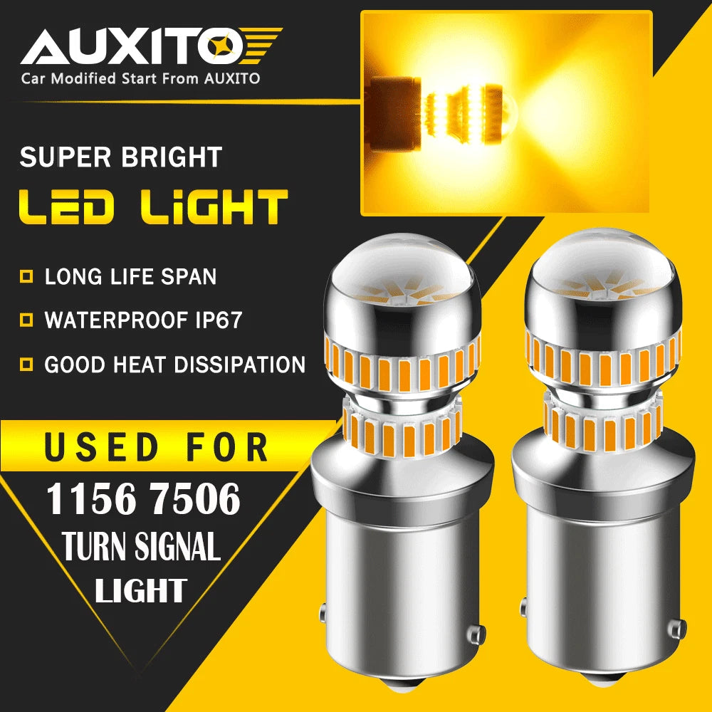 AUXITO 1156 7506 LED Turn Signal Light Amber Canbus No Hyper Flash Error Free EA AUXITO