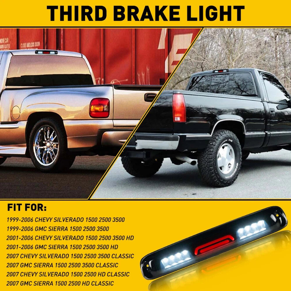 For 99-07 Chevy Silverado GMC Sierra Smoke Lens LED 3RD Brake Light + Cargo Lamp 6B93BC-57