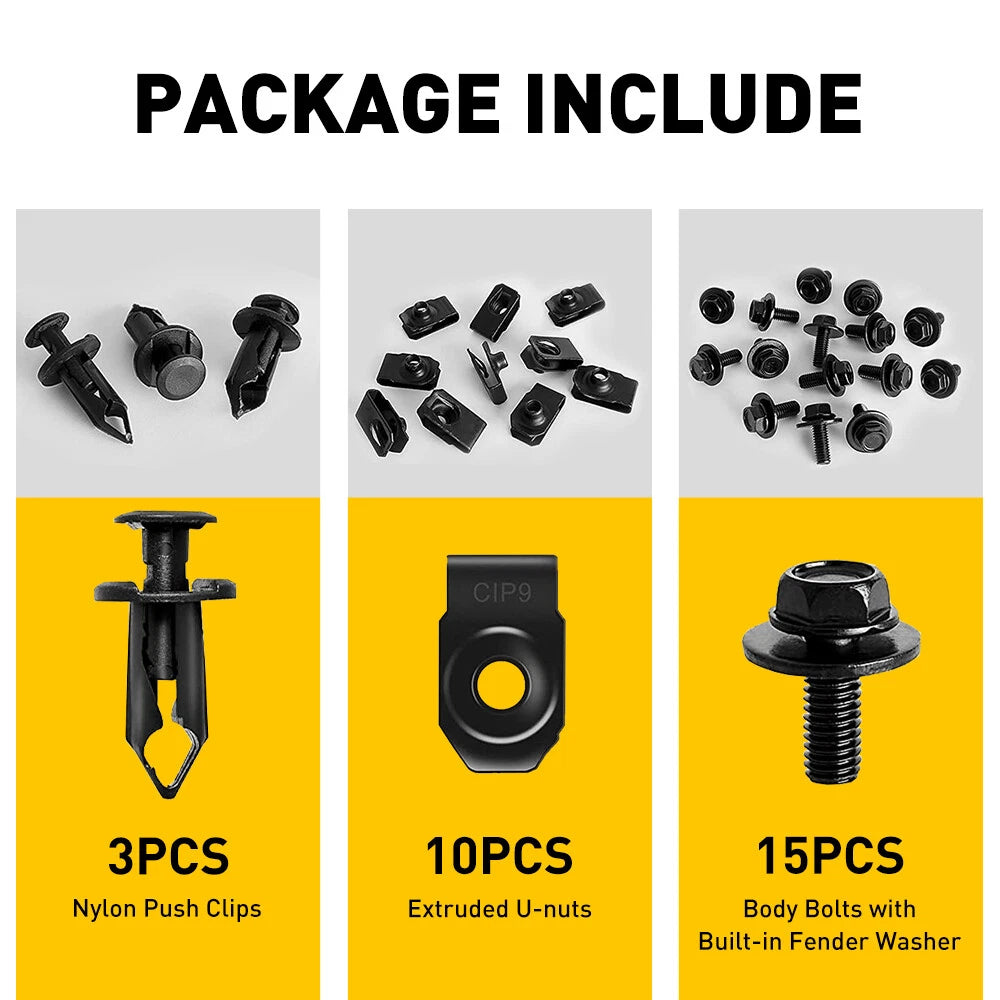 Car Engine Splash Shield Bumper Hardware Kit Body Bolt Screw Nut Clip Rivet 28pc 6B93BC-57