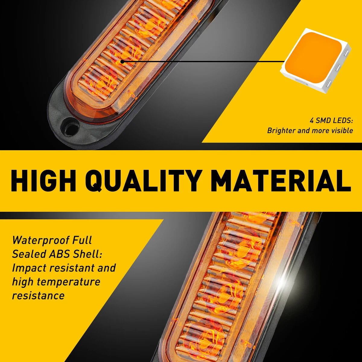4X 4-LED Side Marker Amber Lights Clearance Light Truck Trailer RV Waterproof EA 6B93BC-57